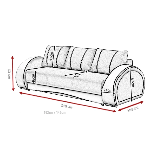 Sofa Crema -  wymiary