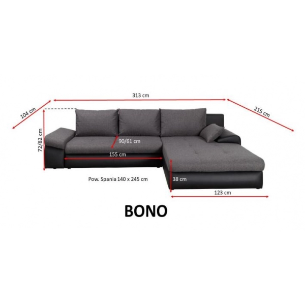 Narożnik Bono - wymiary