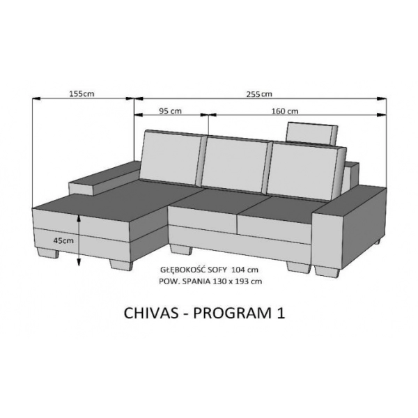 Narożnik Chivas Program 1 - wymiary