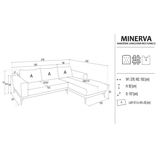 Narożnik Minerwa LC - wymiary