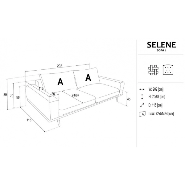 Sofa Selene 2 - wymiary