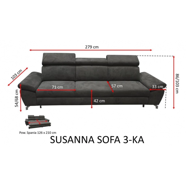 Sofa Susanna 3 - wymiary